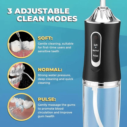 Water Flosser Portable Dental Water Jet Oral Teeth Irrigator Waterproof Tooth Cleaner Water Flosser Oral Flosser 3 Modes And 4 Nozzels