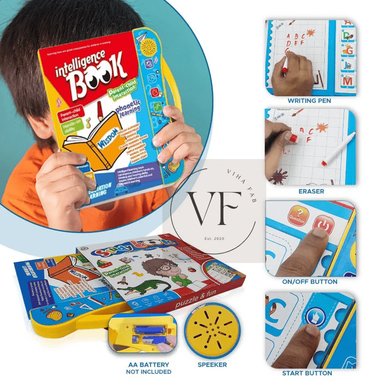 Electronic Intelligence Book -Colourful Audio Interactive Learning Book – Fun Phonics and Alphabet Learning for Toddlers