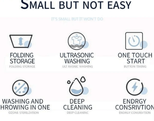 Powerful Mini Foldable Washing Machine with dryer, Huge Capacity